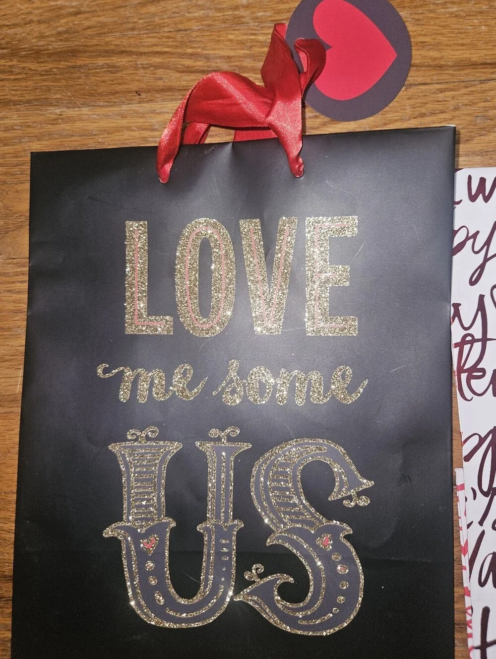 Set Of 2 Hallmark Valentine's Day LOVE Glitter Script Valentine Gift Bags